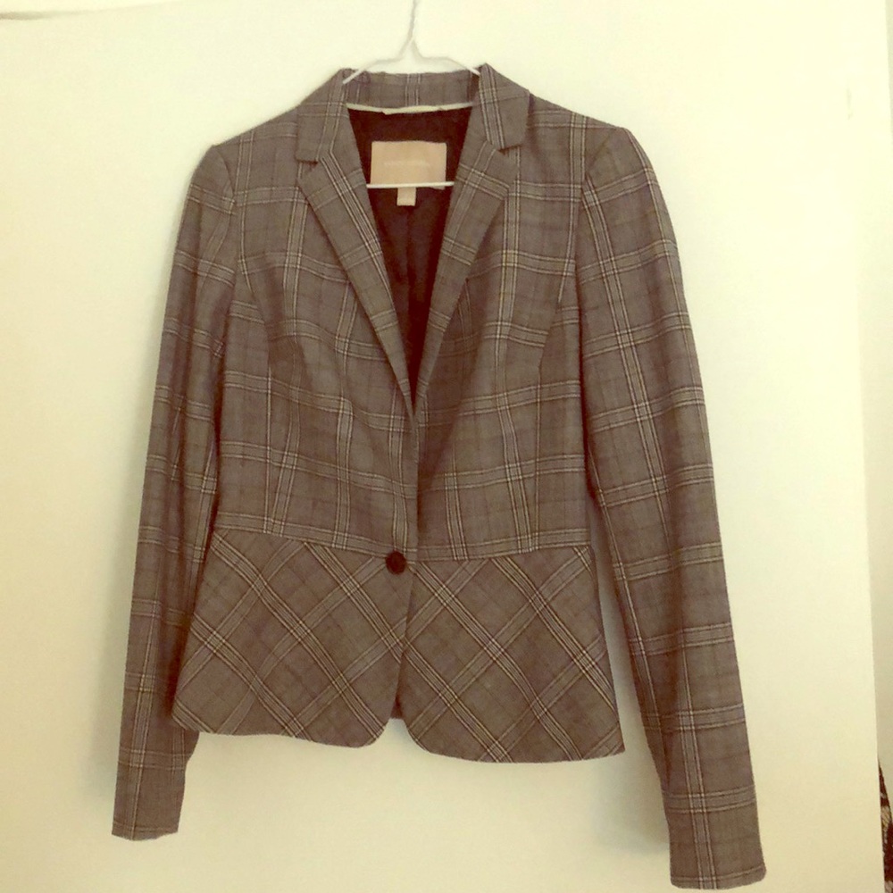 Grey and black plaid blazer